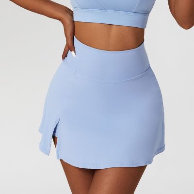 Solid Color Women Fitness Comprehensive Training Tennis Skirt Sports Yoga Short Workout Breathable Sweat-wicking Two-piece Suit