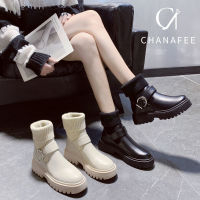 Chanafee รองเท้าสำหรับผู้หญิงสไตล์เกาหลีขายแฟชั่นรองเท้าหนังต่ำตัดยางขนาดบวกรองเท้าสำหรับผู้หญิงรองเท้ามาร์ตินส้นแพลตฟอร์มรองเท้าขี่ลิ่มรองเท้าแตะสำหรับผู้หญิง CA103102