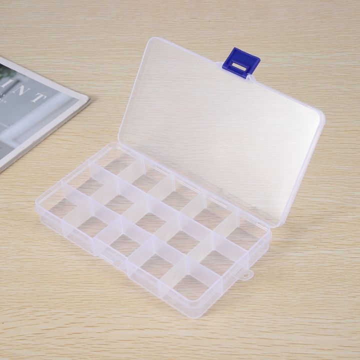 plastic-organizer-box-2-pack-clear-bead-organizer-for-jewelry-tackle-earring-craft-beads-15-grids