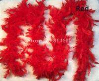 Red Chicken Feather Strip Turkey Feather Boa สำหรับเสื้อผ้าอุปกรณ์เสริมเสื้อผ้าอุปกรณ์เย็บผ้าและผ้าน่ากลัว2หลา Lot