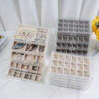 New Jewelry Storage Box Transparent Multi-layer Grid Necklace Ring Earrings Box Classification Storage Box Drawer Jewelry Box