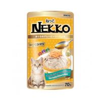 Nekko อาหารแมวเปียก รส ปลาทูน่าหน้าแซลมอนในเกรวี่ สำหรับแมวโต - 1 กล่อง (12 ซองx70 g.)