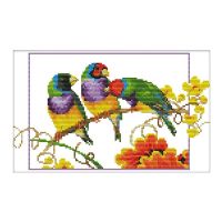 Embroidery Starter Kits Stamped Cross Stitch Kits Beginners for DIY Embroidery - Three Parrots