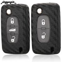 jingyuqin Carbon Silicone Key Case Cover For Peugeot 107 206 207 208 306 307 308 407 408 508 RCZ For Citroen C2 C3 C4 C5 2/3 B