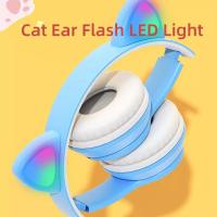 Best Gift LED Cat Ear Wireless Headphones Bluetooth 5.0 Young People Kids Headset Support Wired Earphones 3.5mm Plug With Mic Over The Ear Headphones