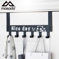 Mosodo ประตู Rack 6ตะขอแขวนที่ถอดออกได้ Home Storage Organizer ตะขอติดผนังหมวกเสื้อผ้ากระเป๋าผู้ถือไม่มีเจาะห้องน้ำไม้แขวนเสื้อ