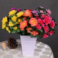 【hot】❇  Simulated Begonia Simsii Plastic Artificial Bouquet Vase Set Shopping Mall Decoration Props