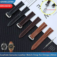 20mm Genuine Cow Leather Watch Band For Strap Seamaster 300 DE VILLE AT150 AQUA TERRA 150 Watchband Deployment Buckle Tool