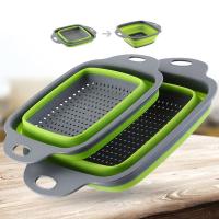 Colander Dish Drainer Foldable Strainer Fruit Vegetable Washing Basket Silicone Colander Collapsible Drainer Kitchen Tools