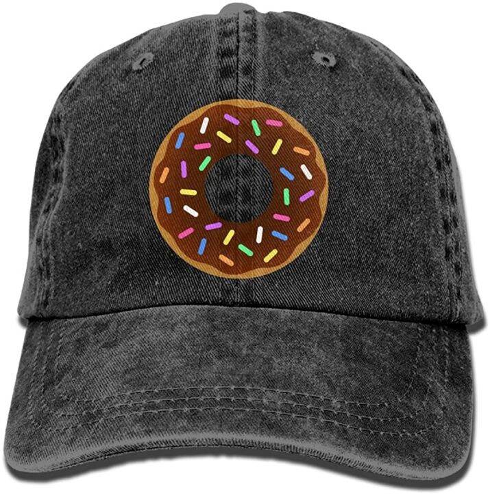 adults-donut-chocolate-sprinkles-adjustable-casual-cool-baseball-cap-retro-cowboy-hat-cotton-dyed-caps