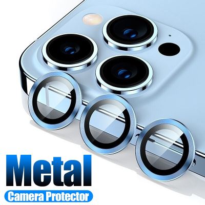 ตัวป้องกันกระจกนิรภัยสำหรับกล้อง 11 12 13 14 Pro Max 14 Plus Metal Ring Camera Cover
