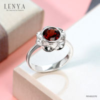 Lenya Jewelry แหวนเงินแท้ ประดับพลอยโกเมน (Garnet) เสริมบุคลิกความมั่นใจ เสริมให้ร่ำรวย อัญมณีประจำเดือนมกราคม