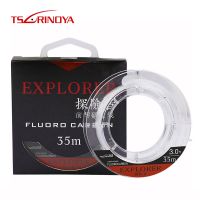 （A Decent035）TSURINOYA EXPLORER 100 Fluorocarbon Fishing Line 35m Leader Main High Strength Fast Sinking Invisible Carp Wire