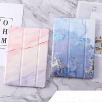 {RUBBIE Shell}สำหรับ iPad 10.2นิ้ว Ipad Case Marble Ultra Thin PU Leather Amp; TPU Soft Back Smart Cover Foripad 7 7th Tri Fold Tablet Case