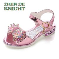 Girls Sandals Rhinestone Butterfly Latin Dance Kids Shoes Children Princess Shoes Glitter Leather Party Dress Wedding