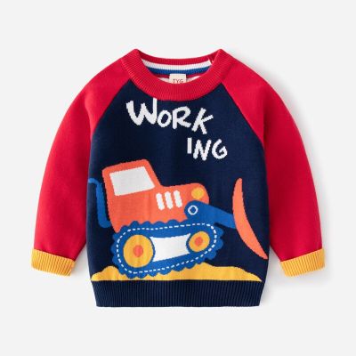 Children Clothing Sweater Boys Autumn Double-layer Cotton Knitting Sweater Winter Boys Car Long Sleeve Sweater