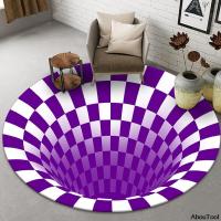 3D Rugs Black White Grid Printing Bedroom Illusion Vortex Bottomless Hole Carpets For living room Halloween Home Decoration Rugs