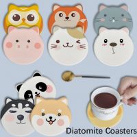 Creative Coasters Cute Cat Dog Diatomite Water Cup Mat Placemat Waterproof Heat Insulation Non-Slip Bowl Pad Cartoon Coaster 1Pc