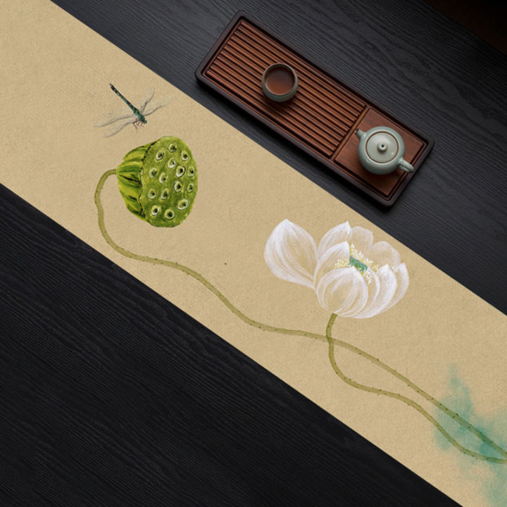 hot-โต๊ะน้ำชา-ธงชา-ผ้าคลุม-โต๊ะน้ำชาสไตล์ญี่ปุ่น-ธงเตียง-ผ้าลินิน-โต๊ะน้ำชาแบบเซน-ผ้าปูโต๊ะแถบยาว-โต๊ะน้ำชา-ผ้าคาดโต๊ะ