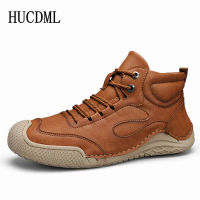 Microfiber leather men shoes ankle boots autumn winter New 2023 outdoor non-slip casual hiking shoes for men optional warm plush