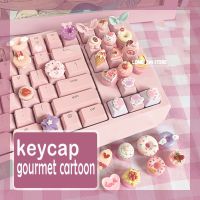 （Miss qis keycap）คีย์บอร์ดสเตอริโอ1ชิ้น,คีย์บอร์ดสีชมพูน่ารักตกแต่งเค้กอะนิเมะลายการ์ตูนสาวสวยใสคริสตัล Diy