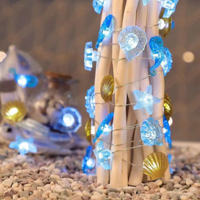 Christmas Fairy Garland Lamp Seahorse Conch Shell LED Light String Kids Birthday Party Decor Outdoor Garden Wedding Decoration