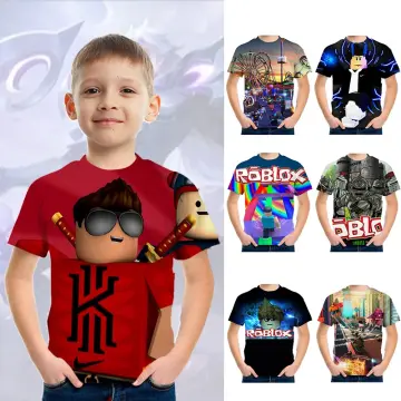 Summer T-shirt for Boys Cartoon ROBLOX Print T Shirt Kids Tops Tees Short  Sleeves Cartoon Baby Clothes 1-10 Years