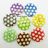 20PCS NEW Mixed Color 30MM  Polka Dot Button Rustic Plaid Handmade Diy Accessory Small Wooden Buttons Sewing Supplies Mcb-050 Haberdashery