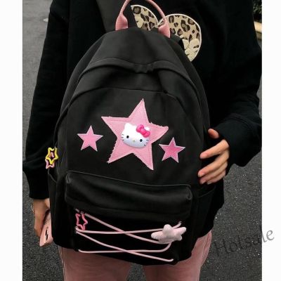【hot sale】∈ C16 Homemade sweet and spicy pink/y2k millennium hot girl green star strap shoulder schoolbag Abby large-capacity schoolbag