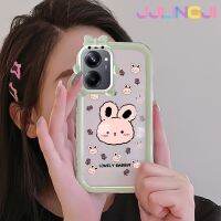 Jjlingji เคสสำหรับ Realme 10 Realme 10 Pro Plus 5G เคสลายกระต่ายน่ารักสร้างสรรค์สีสันสดใสเคสซิลิโคนเลนส์กล้องถ่ายรูปแบบนิ่มปิศาจกันกระแทกแบบใสง่าย