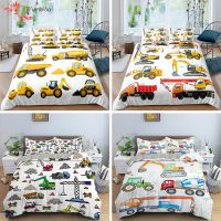 23pcs Simple Cartoons Car Bedding Set High Quality Child Excavator Crane Duvet Cover Comforter Twin Single Full Queen King Size