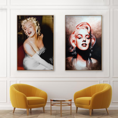 โปสเตอร์ผ้าใบนักแสดง Marilyn Monroe ที่มีสไตล์: ภาพวาดศิลปะผนังตกแต่งสำหรับห้องนอนและห้องนั่งเล่น