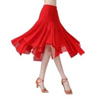 Elegant ตาข่ายกลางยาว Latin Dance กระโปรงผู้หญิงสไตล์ใหม่ Comfory Soft Ballroom Dance Waltz Dancewear