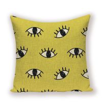 New Simple Geometric Eye Cushion Covers Black Love Eye Linen Home Decoration Car Sofa Throw Pillow Cover Capa De Almofada Case