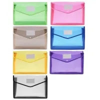 7 Pcs Multicolor Extra Large Capacity Waterproof Transparent File Manager Pack Expansion Folders with Button Labels