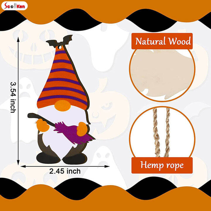 scottk-8ชิ้นตัวแขวนตกแต่งคำพังเพยฮาโลวีน-ไม้กวาดฟักทองจี้องค์ประกอบแมวดำสำหรับตกแต่งบ้านฮาโลวีน