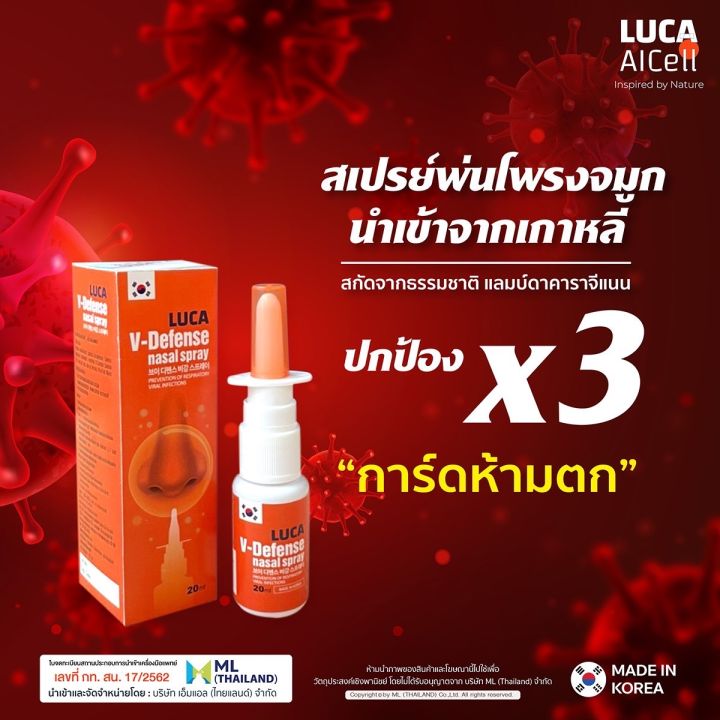 ส่งฟรี-สเปร์ยพ่นจมูก-luca-nasal-spray-นำเข้าจากเกาหลี-ป้องกันไวรัสโควิด-และไวรัสชนิดอื่นๆ-8-ชม-รับรองจากมหิดล