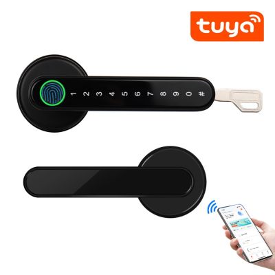 Tuya Smartlife แอปรีโมทคอนโทรลล็อคตายรหัสผ่าน Biometrics ลายนิ้วมืออัจฉริยะสำหรับไม้ในร่มประตูเหล็ก