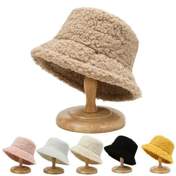 Plush Fluffy Women Bucket Hat Ladies Solid Warm Faux Fur Fisherman Winter  Cap on OnBuy