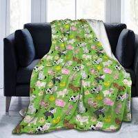 2023 in stock Super Soft Micro Fleece Blanket Anti-Pilling Anti Adorable Creatures Barnyard Themed Pattern with Sheep Cows Chicken Ducks Couch Living Room   YQ，Contact the seller to customize the pattern for free