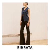 RINRATA -  Avery Pants กางเกงขายาว สีดำ ขาม้า ขาบานเล็กน้อย เอวสูง ทรงสวย กางเกงทำงาน กางเกงใส่เที่ยว ใส่แล้วสูง