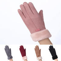 QianXing Shop Ladies Fashion Outdoor Touch Screen Double Suede Winter Cold Gloves