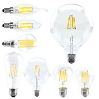 Retro Edison E27 E14 LED Filament Bulb Lamp 220V 240V Light Bulb C35 G45 A60 ST64 G80 G95 G125 Glass Bulb Vintage Candle Light