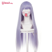 L-email wig Danganronpa Kirigiri Kyouko Cosplay Wigs 80cm Long Light Purple Heat Resistant Synthetic Hair Perucas Cosplay Wig ของขวัญ ของขวัญ