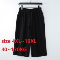 Linen Short Men Length Knee Linen 8XL 9XL 10XL 170KG Large Size High Waist Shorts Male Long Mens Summer Breeches