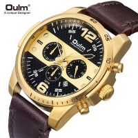 Oulm Genuine Leather Casual Six Needle Machine Mens Watch Brand Quartz Watch Six Eyes 【QYUE】