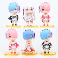 [AhQ ornaments] 6ชิ้น Re: ชีวิตในโลกที่แตกต่างจาก Zero Rem Ram Emilia อะนิเมะ Action Figure ของเล่นเด็กคอลเลกชันตัวเลขสำหรับของขวัญเพื่อน