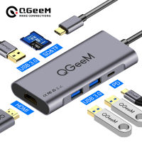 jianzhifen QGeeM USB C HUB HDMI Type-C HUB เป็น Hdmi USB 3.0 Thunderbolt 3เครื่องอ่านการ์ดสำหรับ Macbook 2018 Mate20 P30 Glaxy S9 S10 USB C HUB