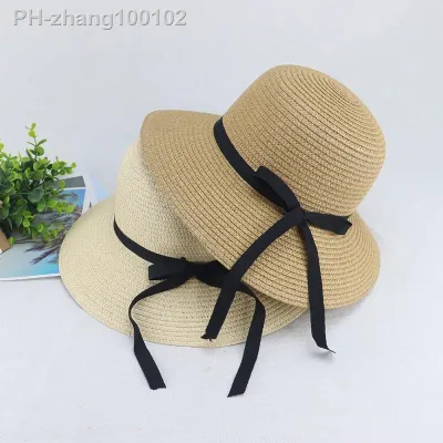 Summer hat Bow knot Women 39;s sunshade hat Outdoor sunscreen hat Large brim straw hat Simple and foldable Tourism Beach