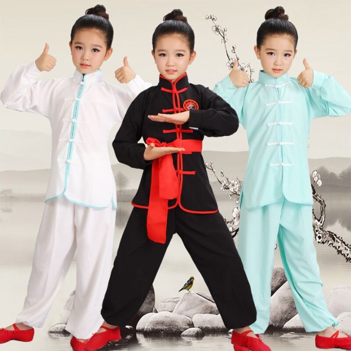 ชุดวูซูสำหรับเด็กชุดเชียร์ลีดเดอร์กังฟูเสื้อแขนสั้นนักเรียนไทชิ